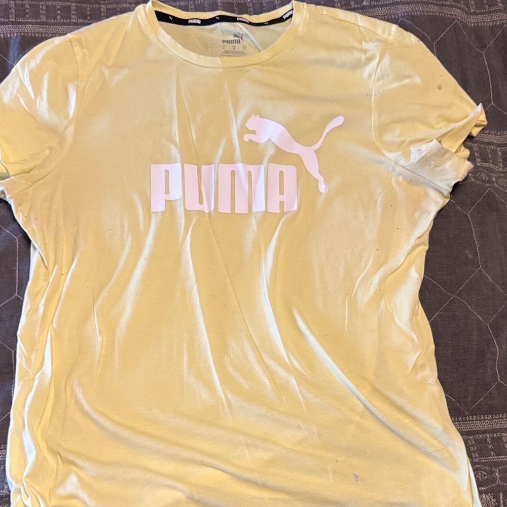 Puma Soft Yellow Tee with White Logo